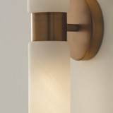 Capital 2-Light Cylindrical Linear Bath Bar Sconce in Aged Brass with Faux Alabaster Glass 