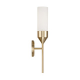Capital 1-Light Cylindrical Sconce in Matte Brass with Soft White Glass 