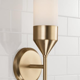 Capital 1-Light Cylindrical Sconce in Matte Brass with Soft White Glass 