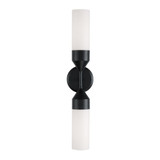 Capital 2-Light Cylindrical Sconce in Matte Black with Soft White Glass 