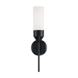 Capital 1-Light Cylindrical Sconce in Matte Black with Soft White Glass 