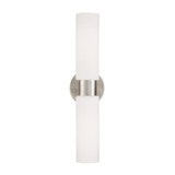 Capital 2-Light Dual Linear Sconce Bath Bar in Brushed Nickel with Soft White Glass 