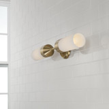 Capital 2-Light Cylindrical Sconce in Matte Brass with Soft White Glass 