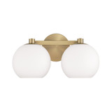 Capital 2-Light Circular Globe Vanity in Aged Brass with Soft White Glass 