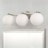 Capital 3-Light Circular Globe Vanity in Brushed Nickel with Soft White Glass 