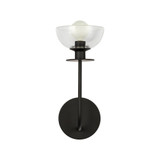 Alora Lighting Sylvia 5-in Matte Black/Clear Glass 1 Light Wall Vanity 