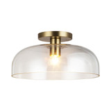 Alora Lighting Sylvia 12-in Brushed Gold/Clear Glass 1 Light Semi-Flush 