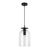 Alora Lighting Sylvia 8-in Matte Black/Clear Glass 1 Light Pendant 