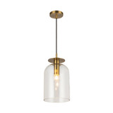 Alora Lighting Sylvia 8-in Brushed Gold/Clear Glass 1 Light Pendant 