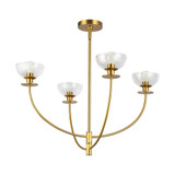 Alora Lighting Sylvia 26-in Brushed Gold/Clear Glass 4 Lights Chandelier 