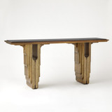 Global Views Layered Deco Brass Granite Console 