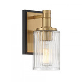 Savoy House Concord 1-Light Bathroom Vanity Light in Matte Black with Warm Brass, Savoy House 9-1102-1-143 ALYJF 