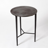 Global Views Circle Etched Black Nickel Accent Table 