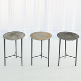 Global Views Circle Etched Black Nickel Accent Table 