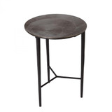 Global Views Circle Etched Black Nickel Accent Table 