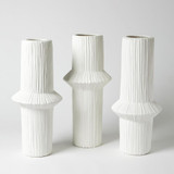 Global Views Ascending Ring Low Matte White Vase 