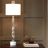 Global Views Facette Table Lamp with White Marble Base 