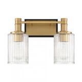 Savoy House Concord 2-Light Bathroom Vanity Light in Matte Black with Warm Brass, Savoy House 8-1102-2-143 ALXM3 