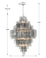 Crystorama Addis Chandelier - Polished Chrome, Tronchi Glass Smoke 50.5"H 
