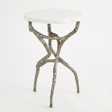 Global Views Root Polished Iron with White Marble Table 