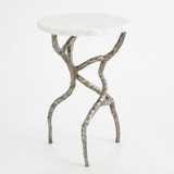 Global Views Root Polished Iron with White Marble Table 