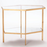 Global Views Hexagon Tall Gold Leaf Table 