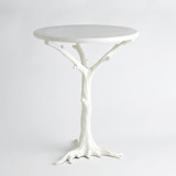 Global Views White Faux Bois Side Table 