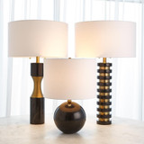 Global Views Marble Sphere Black Table Lamp 