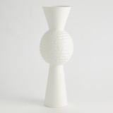 Global Views High Chiseled Orb Large Matte White Vase 