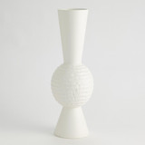 Global Views Low Chiseled Orb Small Matte White Vase 