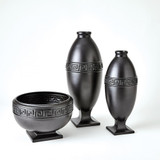 Global Views Greek Key Small Black Vase 