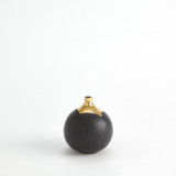 Global Views Dipped Small Golden Crackle/Black Sphere Vase 