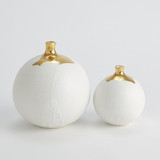 Global Views Dipped Large Golden Crackle/White Sphere Vase 