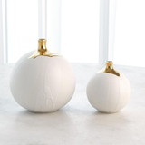 Global Views Dipped Large Golden Crackle/White Sphere Vase 