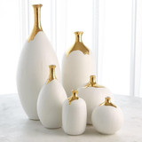 Global Views Dipped Large Golden Crackle/White Sphere Vase 