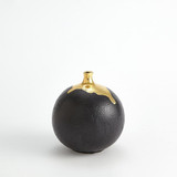 Global Views Dipped Large Golden Crackle/Black Sphere Vase 