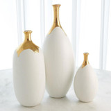 Global Views Dipped Small Golden Crackle/White Slender Vase 