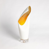 Global Views Cowl Small White with Gold Leaf Table Lamp 