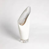 Global Views Cowl Small White with Silver Leaf Table Lamp 