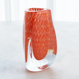 Global Views Triangular Bubbled Orange Vase 