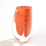 Global Views Triangular Bubbled Orange Vase 
