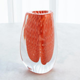 Global Views Triangular Bubbled Orange Vase 
