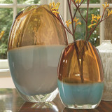 Global Views Oval Small Pistachio Amber Vase 