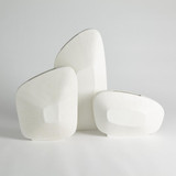 Global Views Offset Square Scratch Wide Matte White Vase 