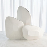 Global Views Offset Square Scratch Tall Matte White Vase 