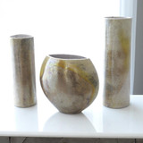 Global Views Golden Raku Flat Round Vase 