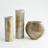 Global Views Golden Raku Flat Round Vase 