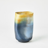 Global Views Indent Small Gray/Yellow Vase 