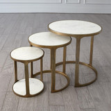 Global Views Set of 3 Marble Top Brass Nesting Tables 