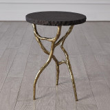 Global Views Root Faux Brass with Black Marble Table 